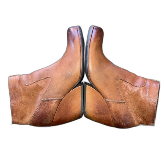 Kork-Ease Michelle Wedge Booties 9.5 Brown Cognac Leather Zip Ankle Boots Soft - Picture 2 of 12